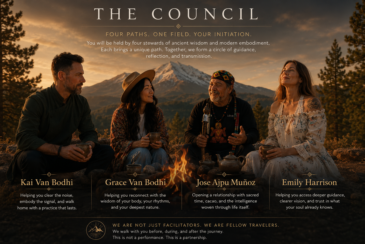 The Council — Kai, Grace, Jose, Emily at Mount Shasta